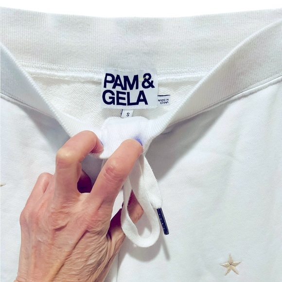 Pam & Gela Basic Sweatpants STARS Joggers WHITE Small Revolve SOLD OUT - Picture 3 of 8